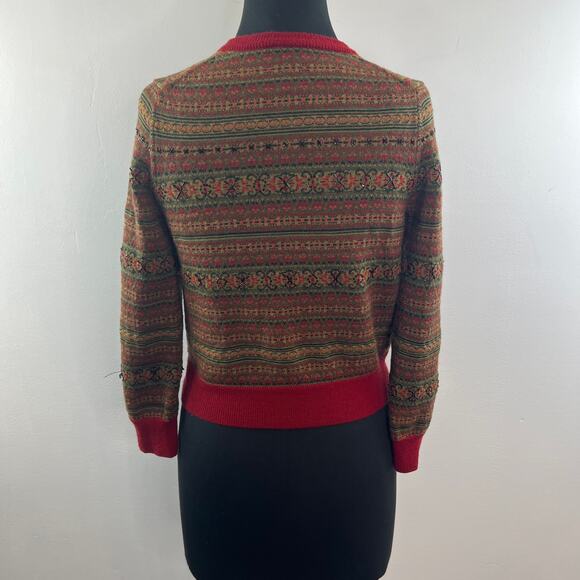 Easel Anthropologie Cardigan Sweater Fair Isle Knit Crew Neck Front Button S/ M? - Picture 6 of 7